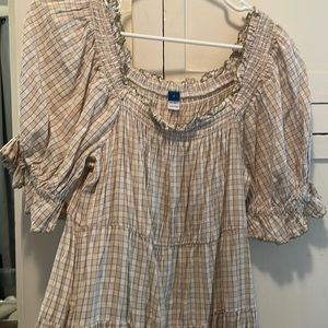 Mini checked puff sleeve dress